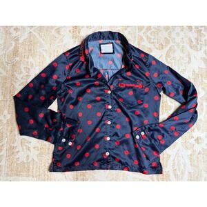 Abercombie & Fitch Blue Pajama Top with Red Polka Dots